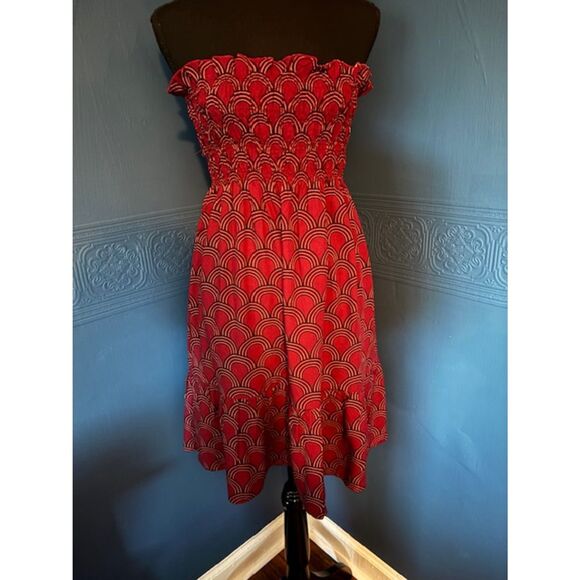 La Mer Luxe Izzy Dress in Cannes Crimson Black Sz M - Picture 1 of 3